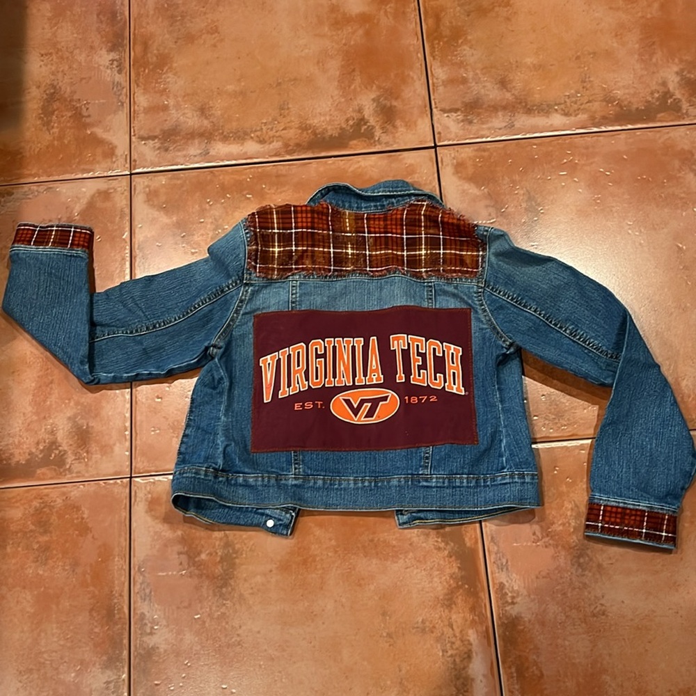Upcycled Virginia Tech jeans jacket! Hokies!